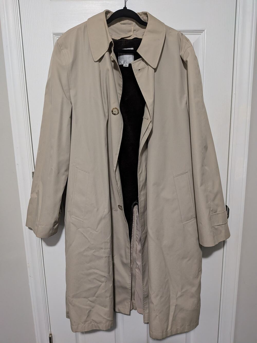 Vintage Woodmere Men's Trench Coat 44 Long Tan Khaki Removable Liner Rain Coat